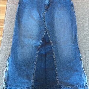 Details Deconstructed Blue Denim Skirt